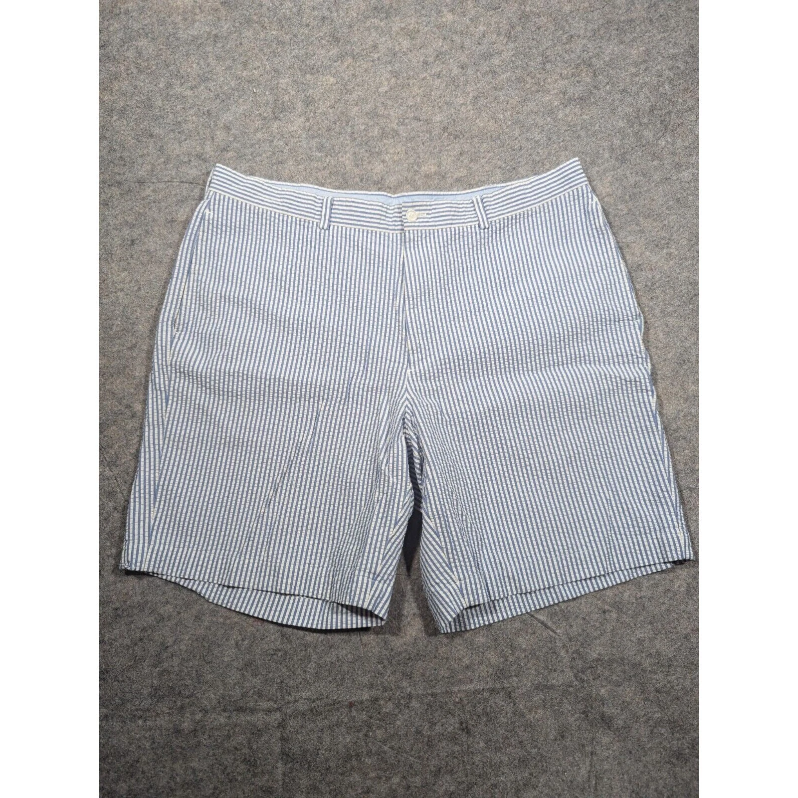 Brooks Brothers Shorts Mens 40 Blue White Striped Seersucker Preppy Pockets