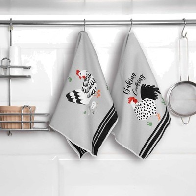 6 Piece Chicken Themed Kitchen Towels - Multifunctional Dish Cleaning Textiles