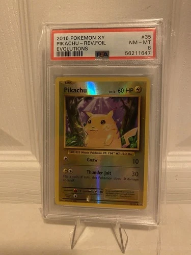 2016 Pikachu Reverse Holo Pokemon TCG XY Evolutions Near Mint Condition PSA 8 NM