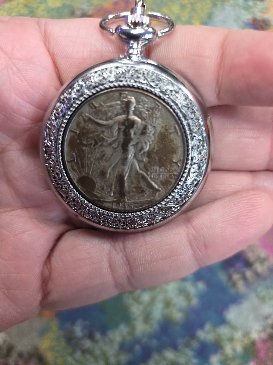 American Historic Society HALF DOLLAR 1945 Quartz Men's Pocket Watch View 5