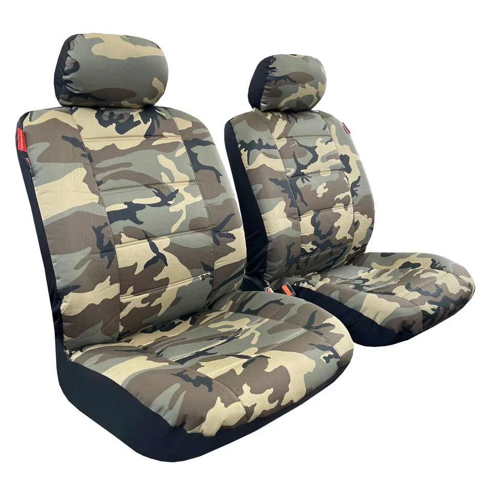 Cubierta de asiento delantera resistente marrón desierto lona camuflaje para KIA Borrego Foto 2 de 4