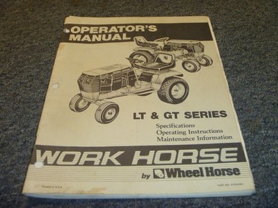 Wheel Horse Work Horse GT Tractor GT1642 GT1800 GT1848 GT2500 Operator Manual xz