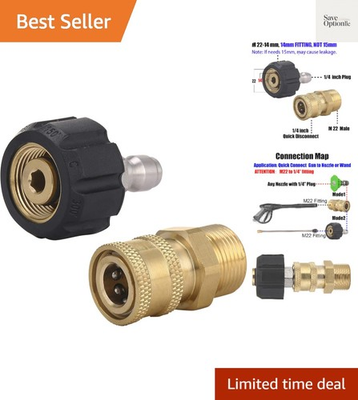 #ad Pressure Washer Adapter Set Quick Connect Gun to Wand M22 14mm to 1 4 Inch $19.99