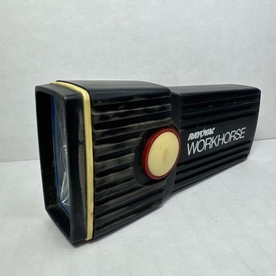 Vintage Rayovac Workhorse 2AA Flashlight Mini Black Retro Pocket Work Light 90s