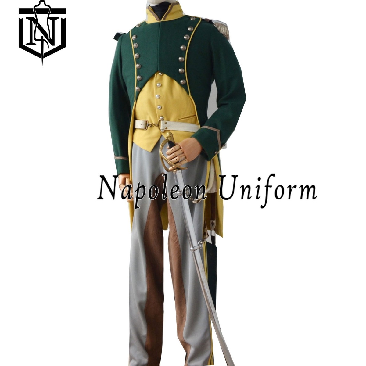 Napoleon Uniform Chasseur Cheval Green & Yellow Wool Jacket War