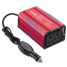 400W Power Inverter 12V DC to 110V AC, Car Charger Plug in Adapter Outlet RED