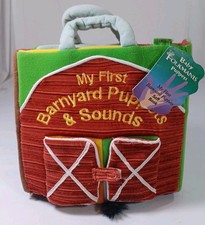 Vintage Tag Folkmanis My First Barnyard Puppets  Sounds Farm Soft Activity Book