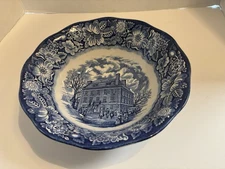 Liberty Blue Serving Bowl Fraunces Tavern 8.5” Staffordshire Mint Unused