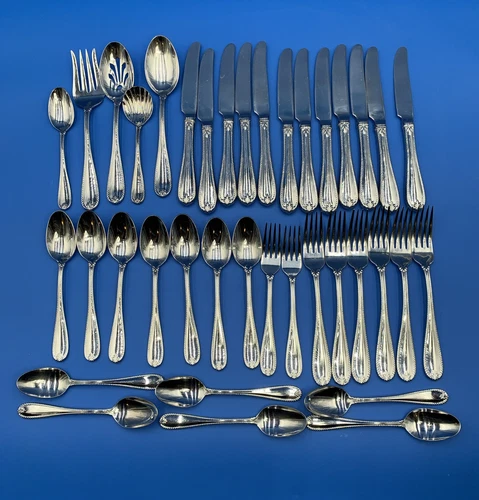 38 Pieces Lenox 18/10 Tudor Bead Augusta Silverware Flatware Spoons Forks Knives - Picture 1 of 8