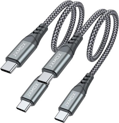 2 Pack 1FT USB-C to USB-C Cable 60W Fast Charging Type C Short Charger Cord Grey