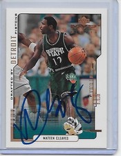 Basketball Card IP auto NBA MATEEN CLEAVES Michigan State rookie 00-01 UD MVP. rookie card picture