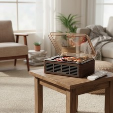 Vintage Bluetooth CD Player with Remote Control - 3 Sealed Wooden Speakers