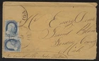 US, Vintage 19th century Cover affixed with 2 stamps(one cent blue Franklin)