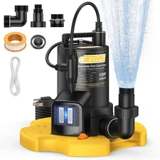 Automatic Pool Cover Pump, 1/3 HP 2500GPH Water Pump with Unique External Swi...