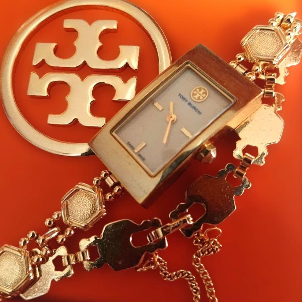 Tory Burch Rectango Gold Ladies Watch Automatic 34mm Water-Resist Used thumbnail 3