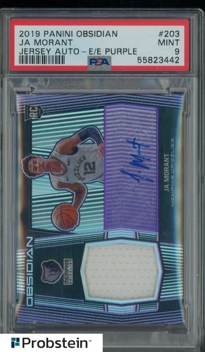 Ja Morant 2019 Panini Obsidian Purple Etch RPA RC Rookie Patch AUTO /75 PSA 9