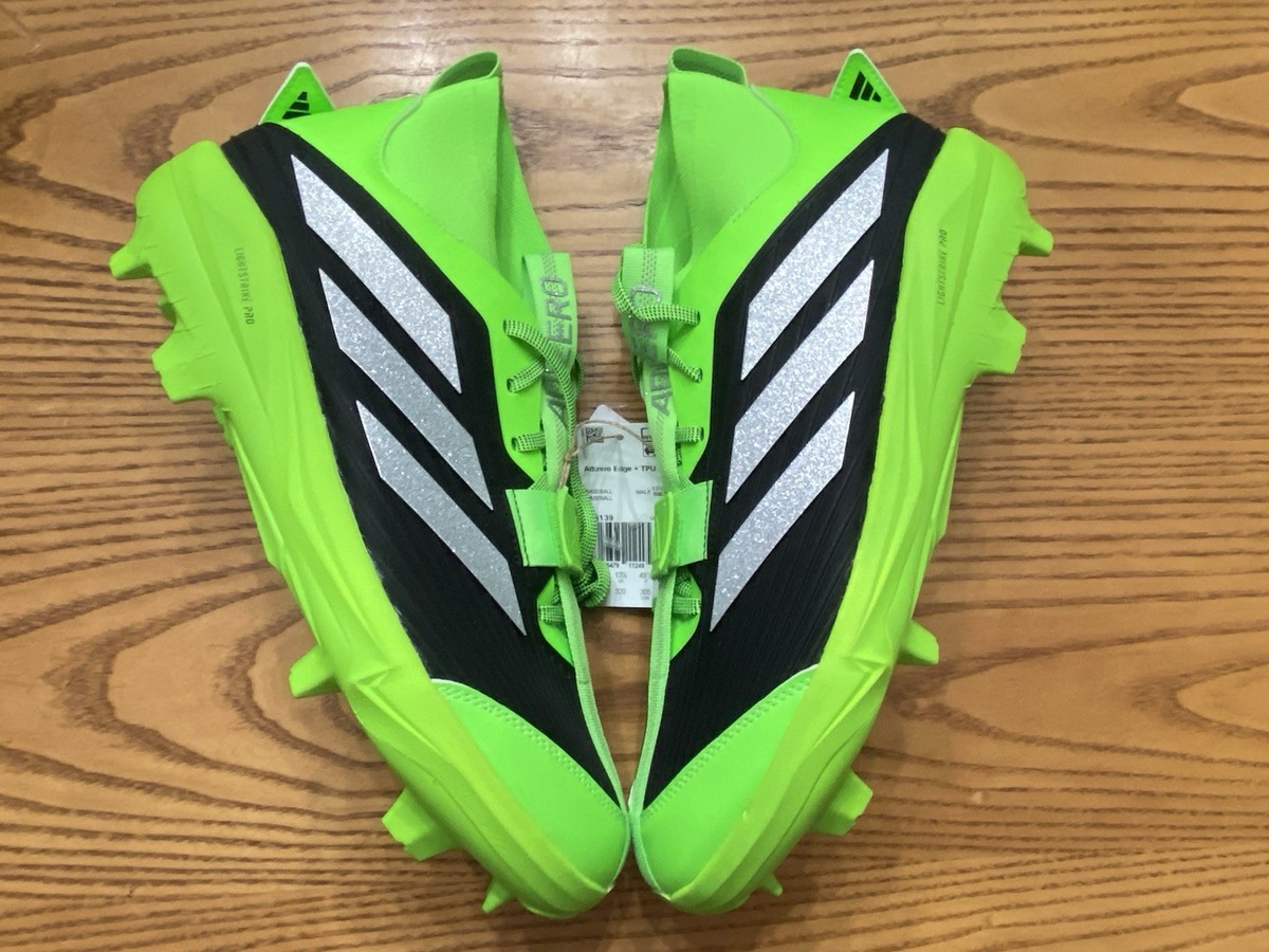 adidas Mens 14 Adizero Edge+ TPU Baseball Cleats Solar Green  display picture 3