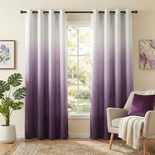 Room Darkening Gradient Curtains 84 inch Length for Living Room, White  Purp...