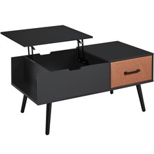 Tavolino da Caffè Sollevabile Moderno in Legno con Scomparto Nascosto Cassetto