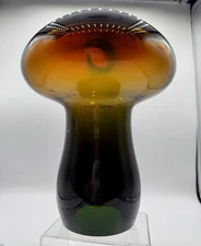 Blenko Handmade Glass 3221M Mushroom - Unique Dessert Green Look - Etched 2024