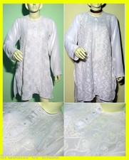 Hand Embroidered, Chikan Work Chiffon Women Kurti Top Tunic-ALL SIZES AVAIL