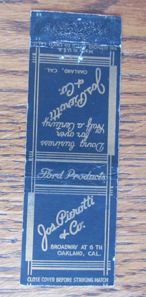 JOSEPH PIEROTTI FORD CAR DEALER MATCHBOOK COVER OAKLAND, CA EMPTY