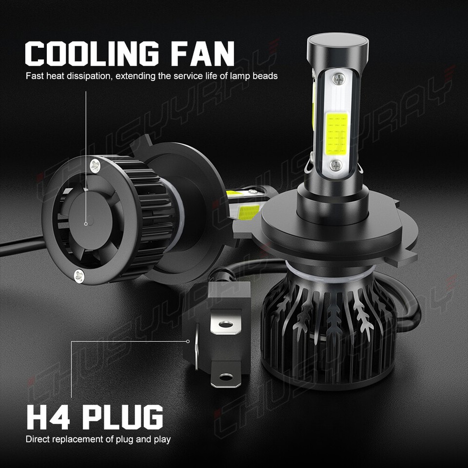 Pair 130W 7" Round LED Headlights For Jeep Wrangler 1997-2018 TJ LJ JK - Black