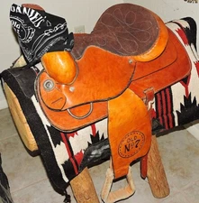 Old No. 7 Branded Western Saddle Logo On Both Side Latigos BAR MANCAVE DISPLAY