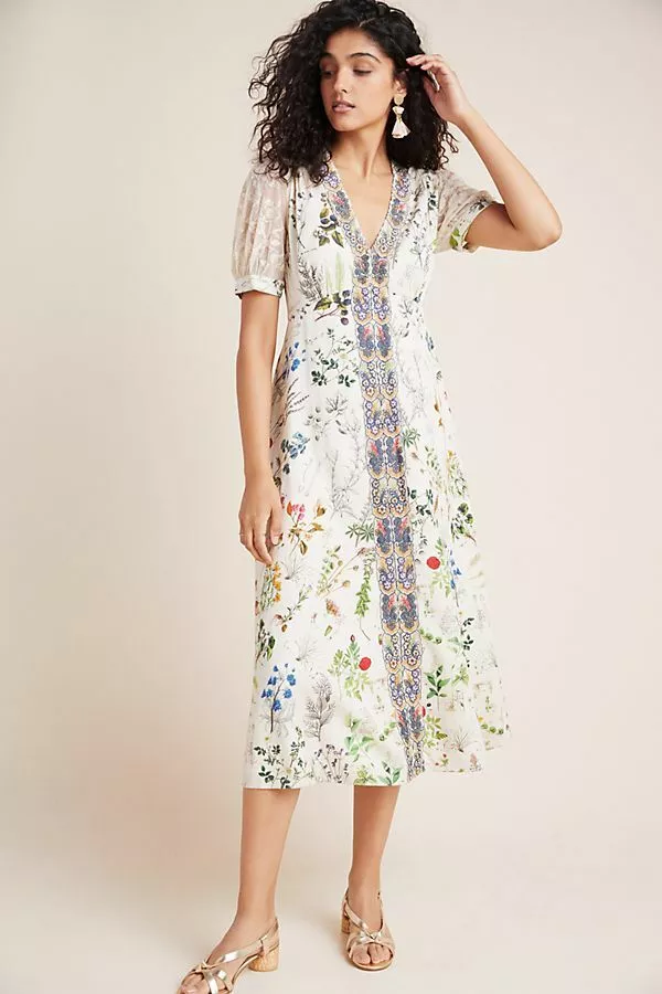 NEW ANTHROPOLOGIE Geisha Designs Donna Floral Midi Dress Size Small | eBay