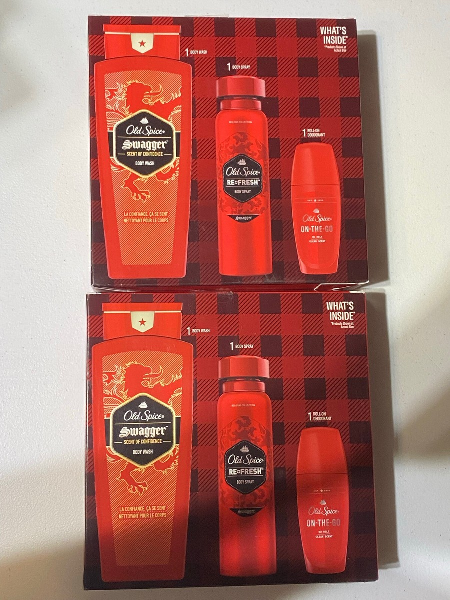 Old spice Swagger ON THE GO (2)3 piece Gift Set Body Wash/Spray