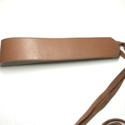 SUEDE LEATHER PECAN BEIGE WRAP OBI BELT TASSELS NEW WHITE  display picture 2