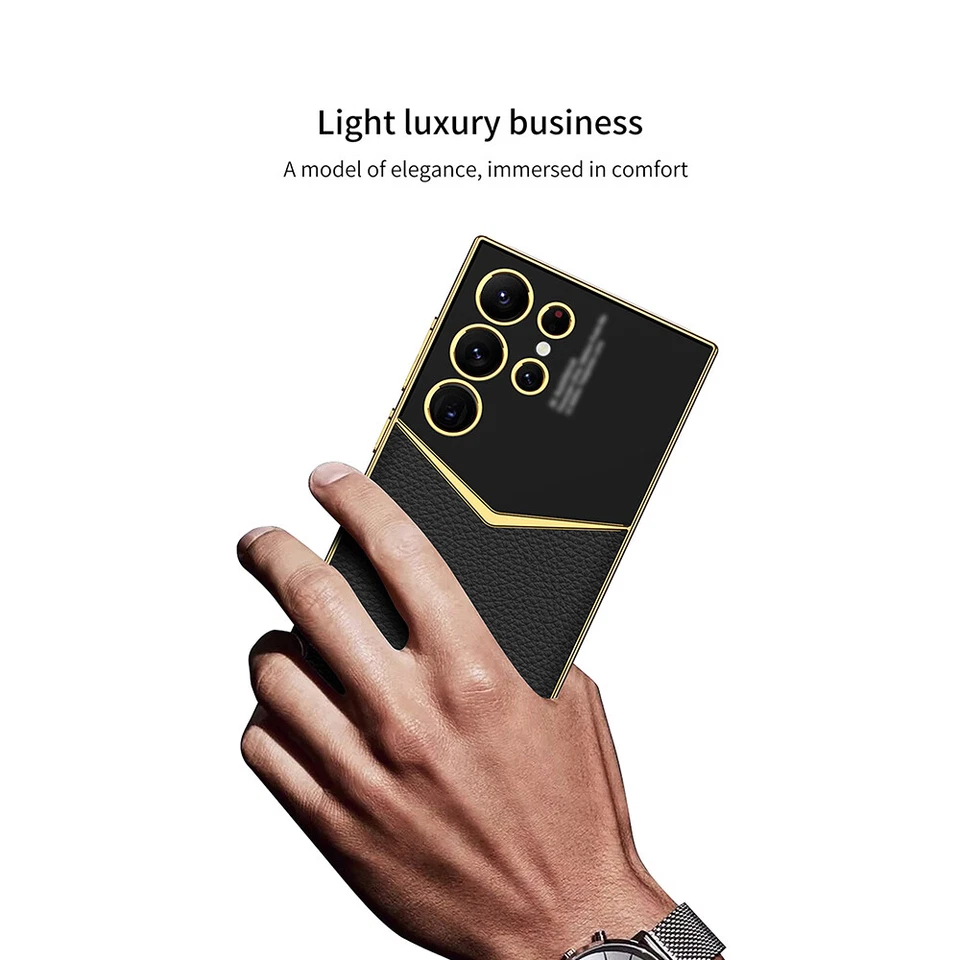 Shockproof Leather Electroplated Phone Case Cover For Samsung Galaxy S24 Ultra - Image 4 of 4