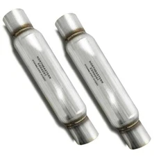 Two 1.75" Straight Universal Glass Pack Muffler / Resonator Colt Exhaust
