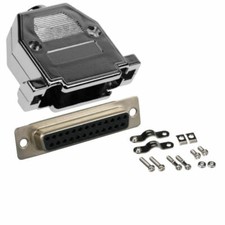 DB25 D-SUB 25-Pin Female Solder Cup Serial Connector  Metalized Plastic Hood