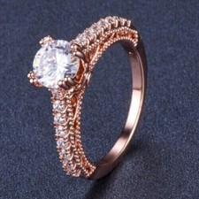 2CT Round Cut Lab Created Diamond Women's Engagement Ring 14K Rose Gold Plated
