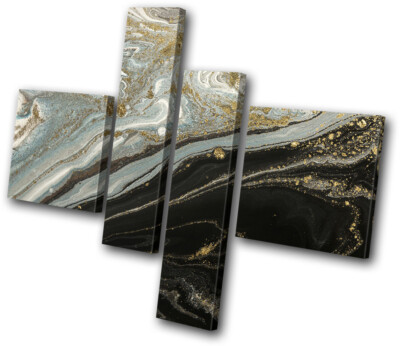 Marmor Modern Flüssig Gold Abstrakt MULTI LEINWAND WANDBILD Bild Druck