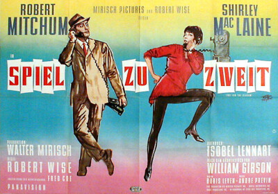Robert Mitchum in SPIEL ZU ZWEIT rares EA-Plakat A 0 von 1962 S. MacLaine 