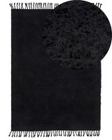 Teppich Baumwolle Schwarz 140X200 Cm Fransen Hochflor Shaggy Boho Bitlis