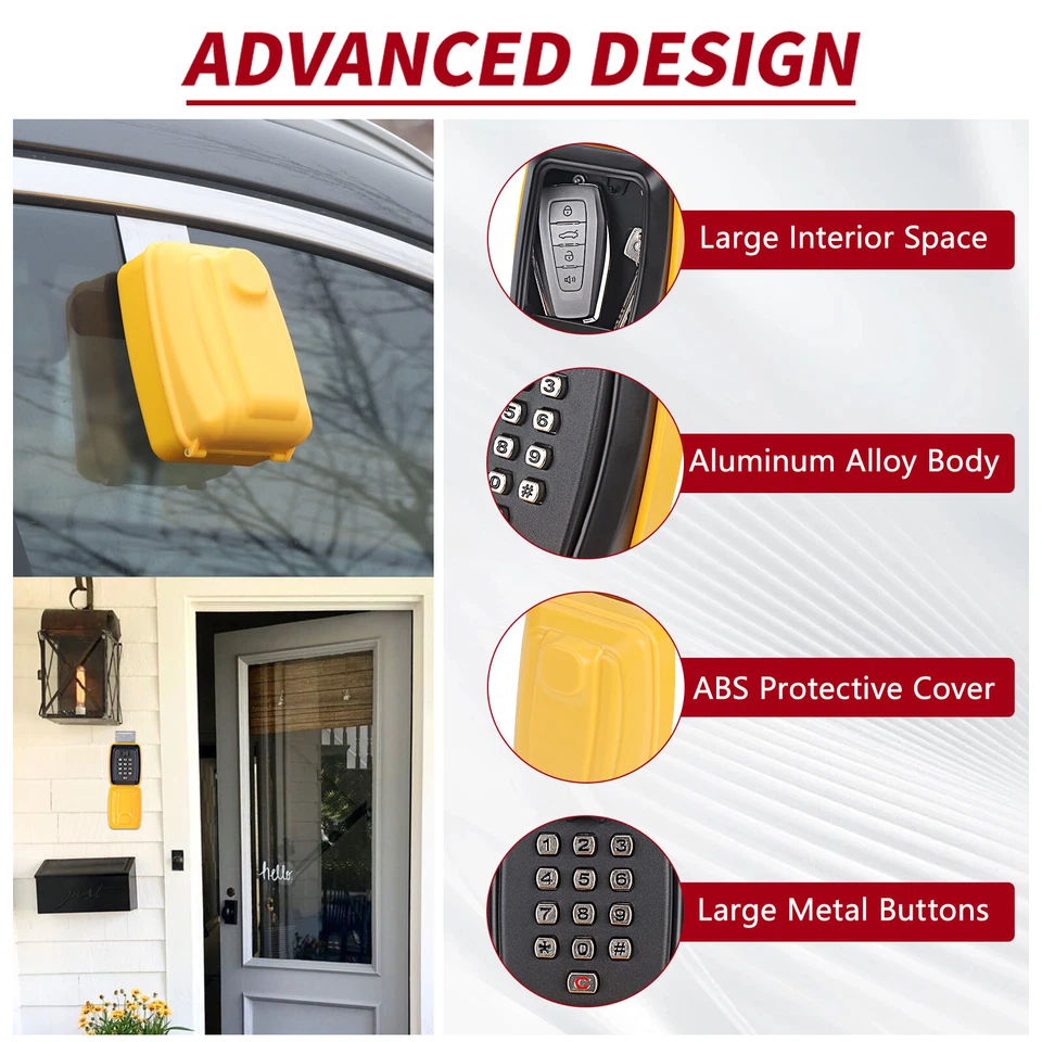 Car Window Lock Box for Turo, Yellow Portable Lockbox for Car Keys, Car Key Lock - Image 3 of 4