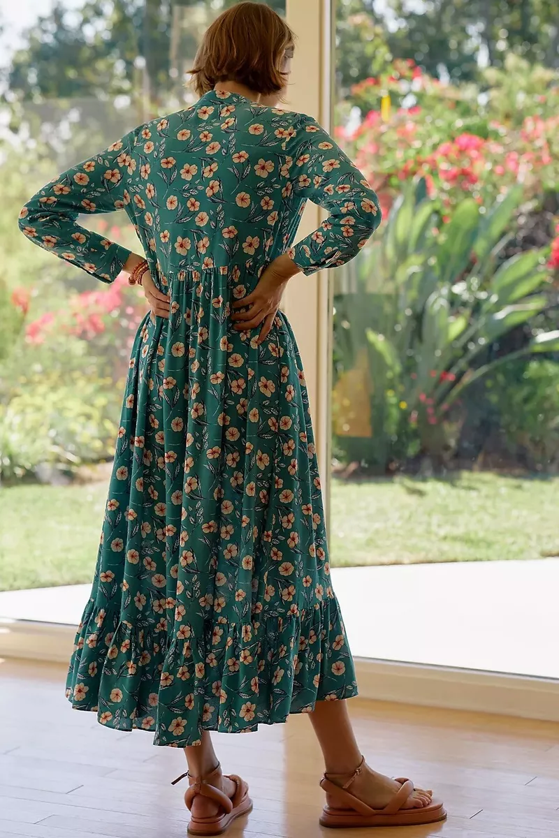 Anthropologie green maxi dress online