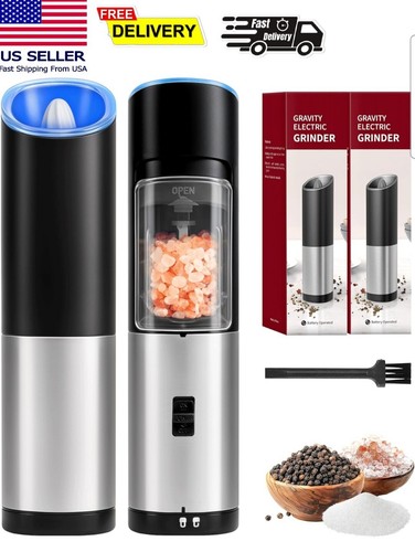 2-in-1 Premium Stainless Steel Electric Salt and Pepper Grinder Set, Kitchen,US