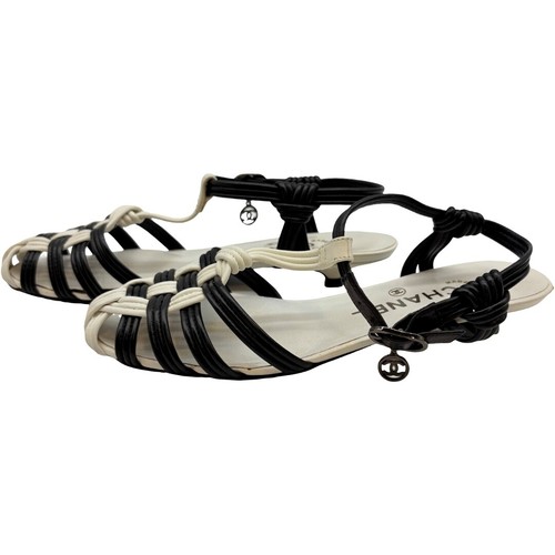 Authentic CHANEL Strap Sandals Size:35.5 US:5.5 White Leather #36636679 - Picture 5 of 12
