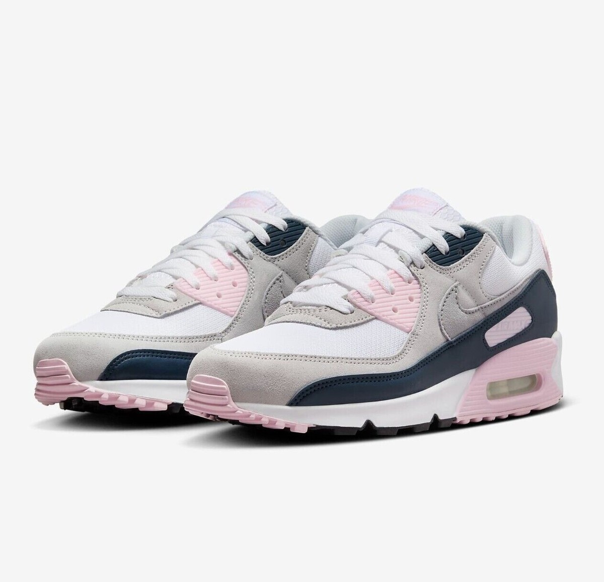 NIKE Air Max 90 DM0029-106 White Pink Foam Armory Navy Wolf Gray 