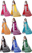 Women's Printed Khadi Silk Saree with Blouse Piece