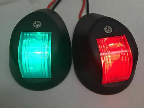 MARINE BOAT PAIR OF GREEN RED NAVIGATION SIDE LIGHT BLACK NYLON - Foto 7