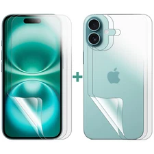 2 Set Soft PET Film Screen Protector Guard for Apple iPhone 16 Front and Back