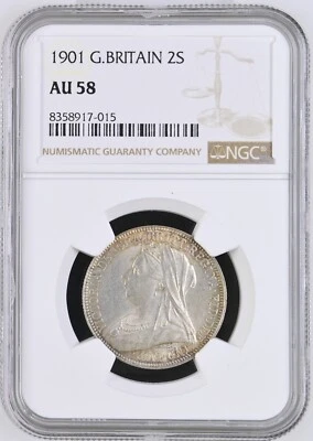 2 Schillings / Florin 1901 Viktoria, Großbritannien NGC AU58 - Bild 1 von 2