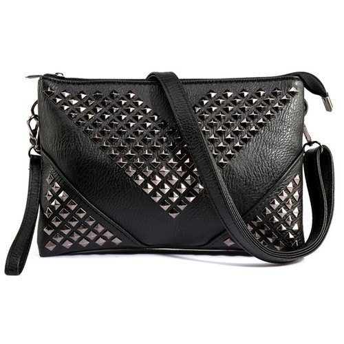 Black Stud Rivet Women Shoulder Bag - Picture 3 of 12