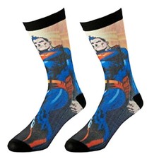 Superman Mens' Sublimated Crew Socks 1 Pair NWT