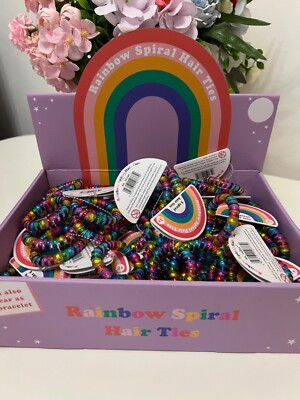 Regenbogen Haar Spirale Haarband, 3er Pack glänzend glitzernd nicht verhaken Haargummis